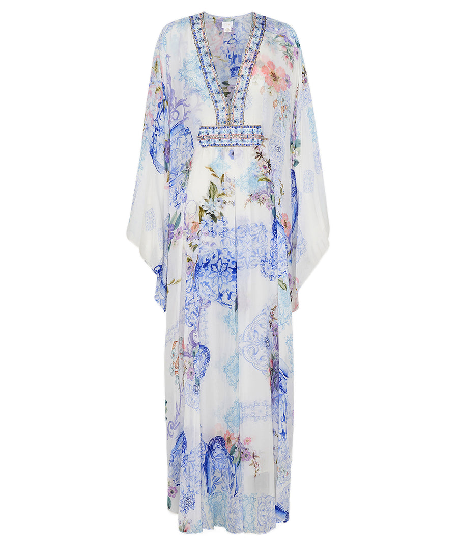 CAMILLA Paint Me Positano Long Kaftan with Waist Detail 00026619