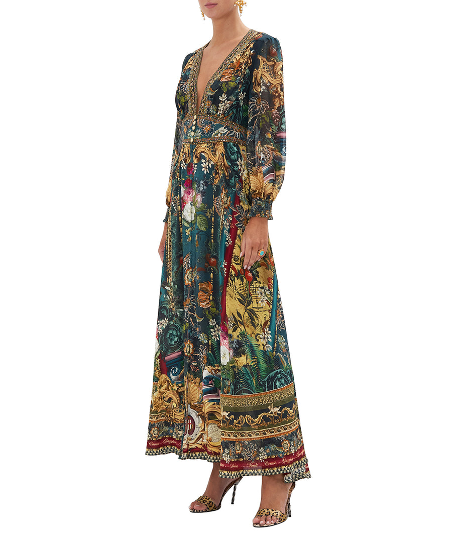 Verdi's World Button Dress With Shaped Waistband 00026636