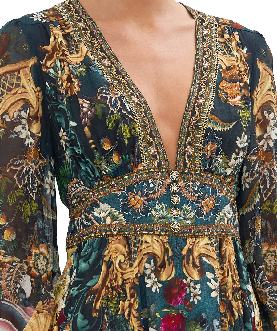 Verdi's World Button Dress With Shaped Waistband 00026636
