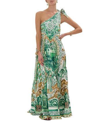 CAMILLA Corridor Of Calm Long Dress 00033108 – A stunning long dress featuring a vibrant print, flowing silhouette, and luxurious fabric for effortless elegance."