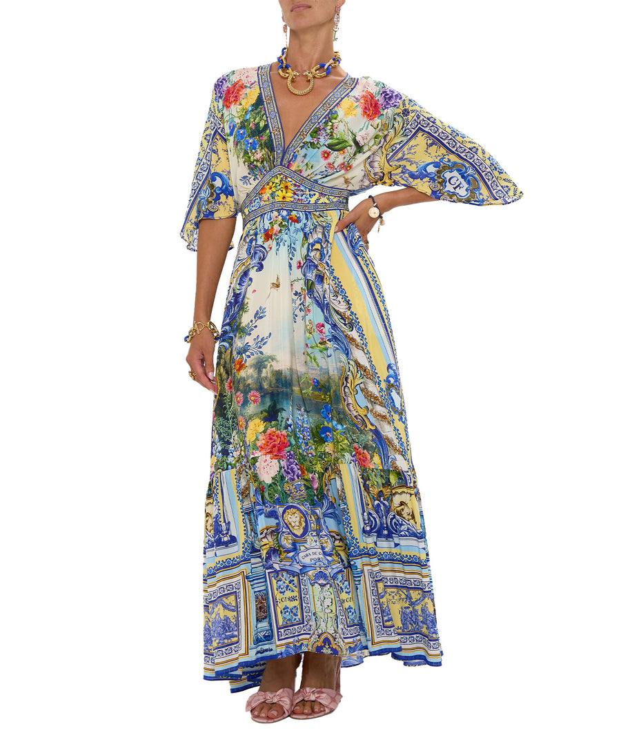 CAMILLA Wall To Wall Wonders Long Dress 00033114 – A stunning long dress with a vibrant signature print, elegant silhouette, and luxurious fabric for statement style