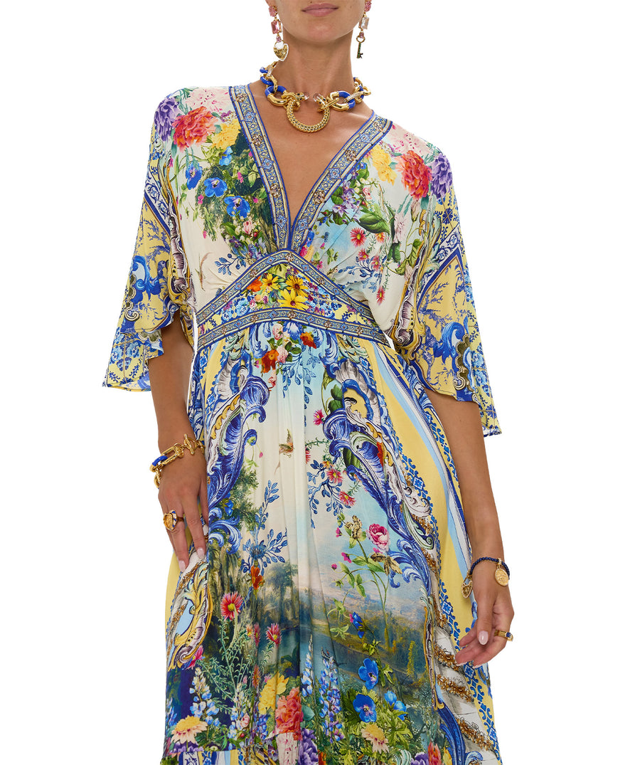 CAMILLA Wall To Wall Wonders Long Dress 00033114 – A stunning long dress with a vibrant signature print, elegant silhouette, and luxurious fabric for statement style