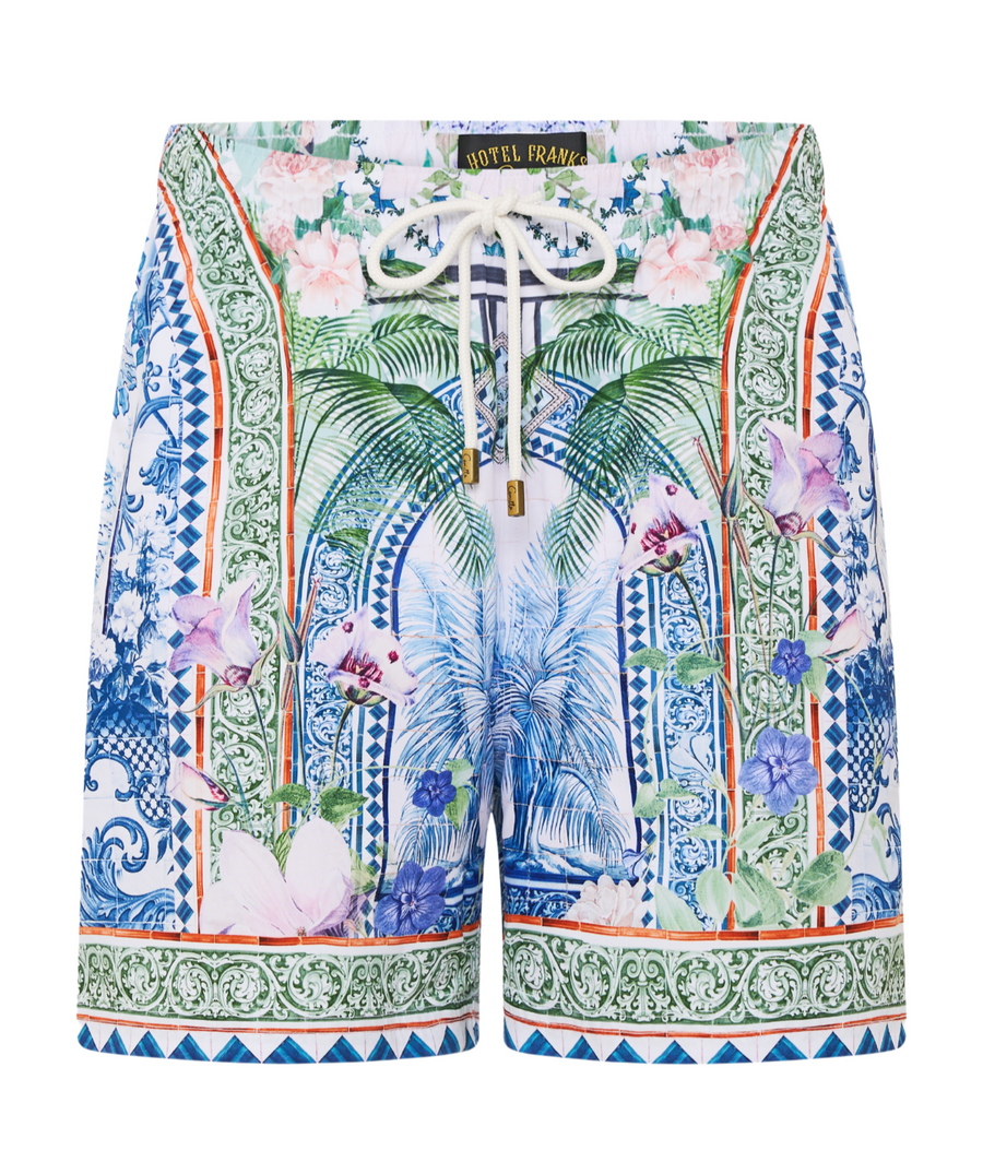 CAMILLA Jardim Party Boardshort 00033186 – Bold boardshorts featuring the vibrant Jardim Party print, crafted with quick-dry fabric and a comfortable tailored fit