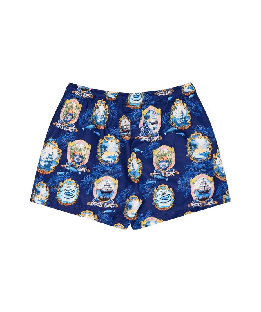 CAMILLA Salty Splendour Boardshort 00034061 – Vibrant boardshorts featuring the ocean-inspired Salty Splendour print, quick-dry fabric, and a tailored fit for comfort