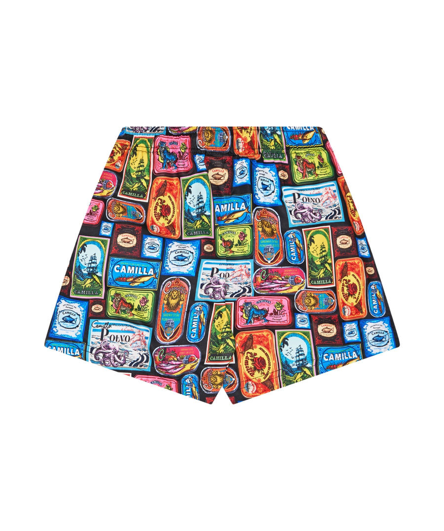 CAMILLA Sal Do Mar Boardshort 00034063 – Ocean-hued boardshorts showcasing the Sal Do Mar print, crafted with quick-dry fabric and a comfortable, tailored silhouette