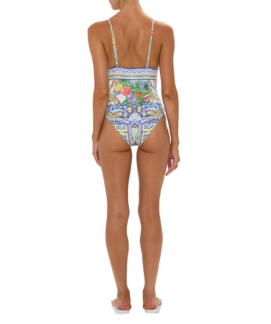 CAMILLA Wall To Wall Wonders One Piece Swimsuit 00034216 – A striking one-piece swimsuit featuring a vibrant signature print, flattering silhouette, and luxe fabric