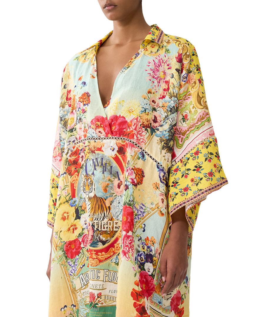 Radiate glamour in the CAMILLA Aromatic Tiger Flower Long Kaftan 00034879 – a flowy, statement piece with exotic prints and luxurious boho flair