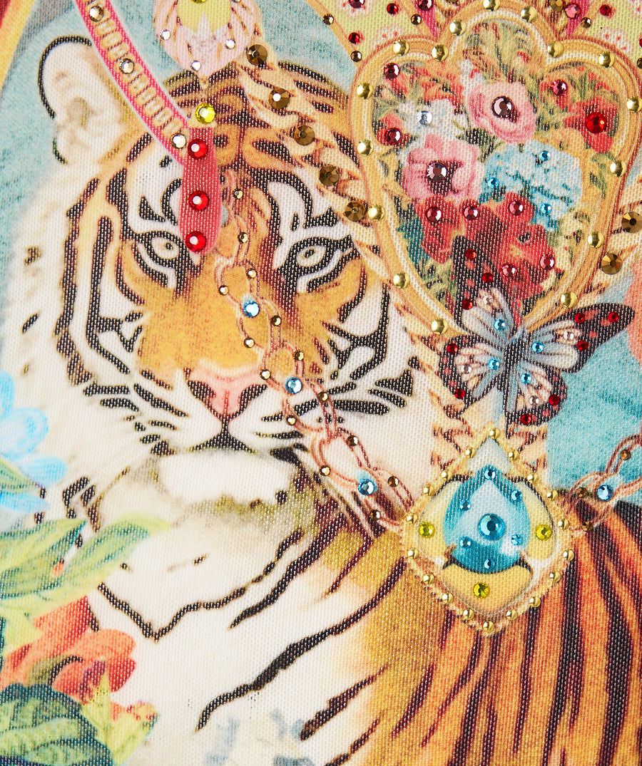 Command attention in the CAMILLA Aromatic Tiger Flower Long Dress 00035763 – a striking fusion of wild prints, flowing elegance, and luxe craftsmanship