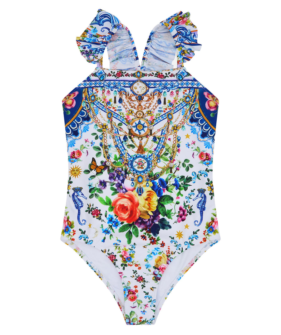 Turn heads in the CAMILLA Tiles Darls One Piece Swimsuit 00035925 – a luxe, statement swimwear piece with signature prints and flattering silhouette.