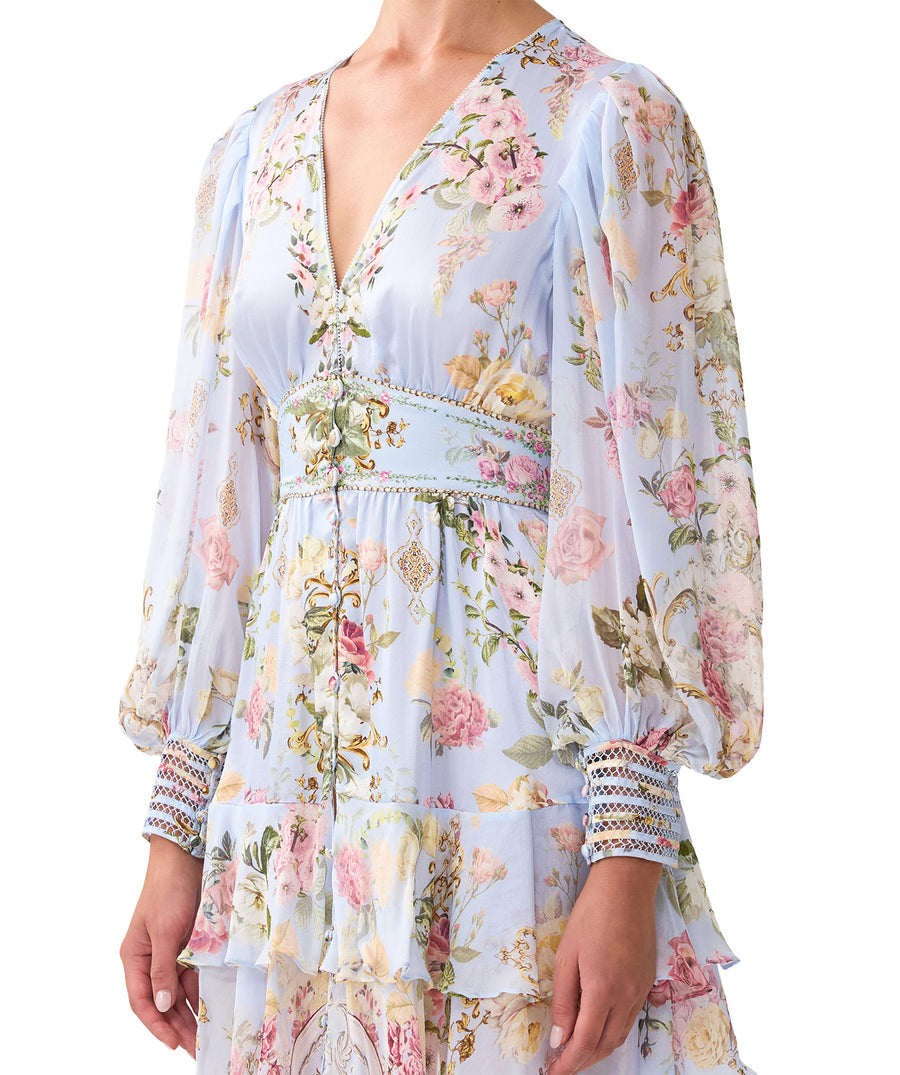 CAMILLA Tiled In Time Button Front Frill Dress 00036496 – a chic, flowy silhouette with frill details and timeless elegance for any occasion.