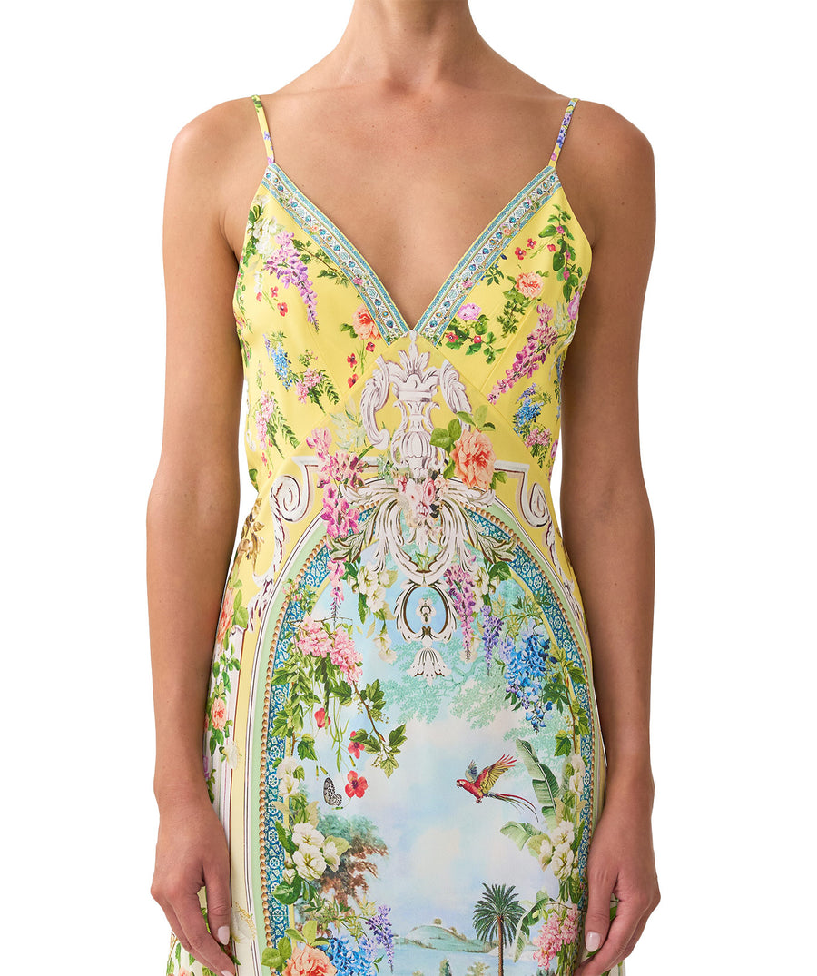 The CAMILLA Tales of Topkapi Slip Dress 00036519 features a sleek silhouette, luxe silk, and crystal embellishments—perfect for elegant day-to-night style.