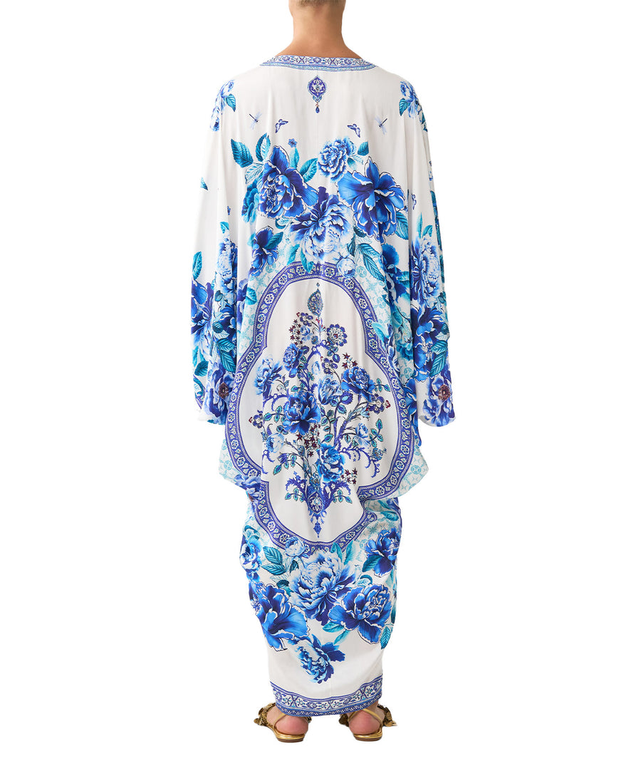 Embrace effortless elegance with CAMILLA A Ceramic Garden T-Shape Long Kaftan 00037043 – flowing silhouette, vibrant print, and luxurious resort style.