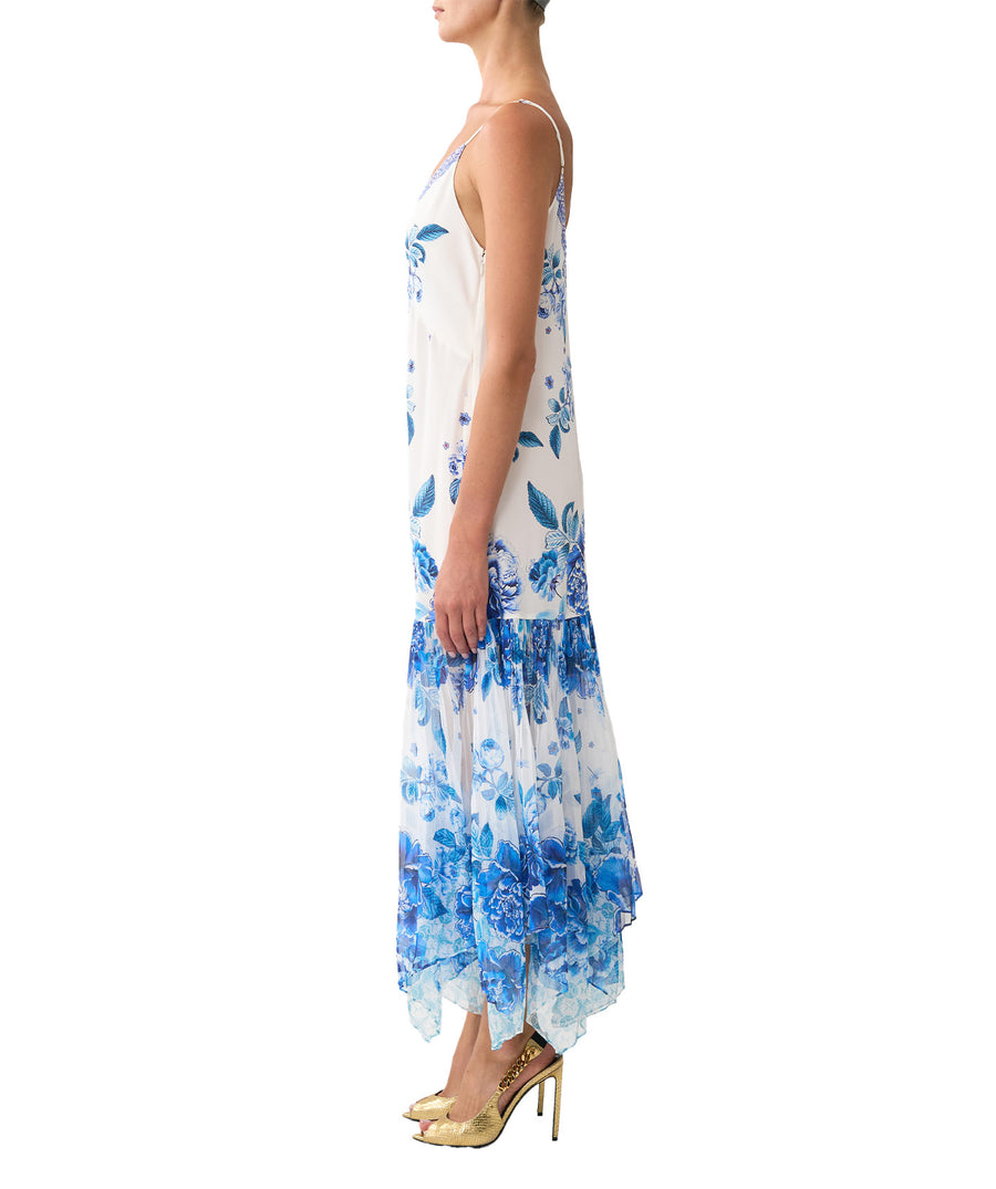 CAMILLA A Ceramic Garden Pleated Chiffon Skirt Dress 00037046 – flowing pleats, luxe chiffon, and vibrant prints for timeless elegance.