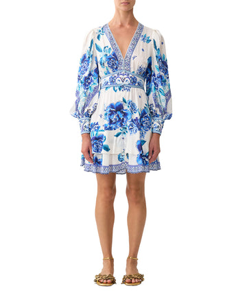 CAMILLA Ceramic Garden Button Front Frill Dress 00037049 – flowy, feminine, and elegant with delicate frills and a stunning garden-inspired print.