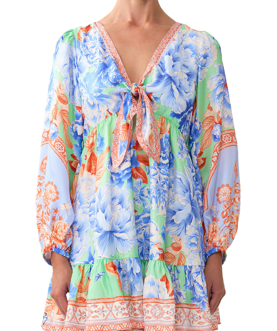 camilla short dress with tie front Camilla Short Dress With Tie Front Saffron Moon Size 14 BNWT