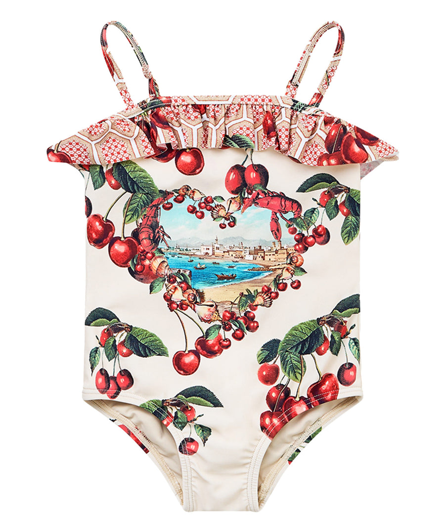 Discover wanderlust elegance in the CAMILLA Notes from the Road One Piece with Frill 00037381 – a luxurious, boho-inspired swimsuit with bold prints and feminine flair.