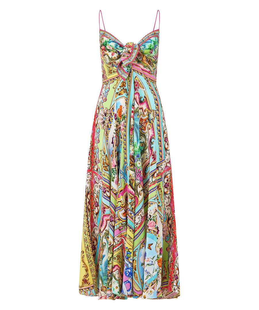 Radiate elegance in the CAMILLA Spirit Of Santa Maria Long Dress 00037785 – a statement piece featuring flowing lines, bold prints, and timeless resort charm.