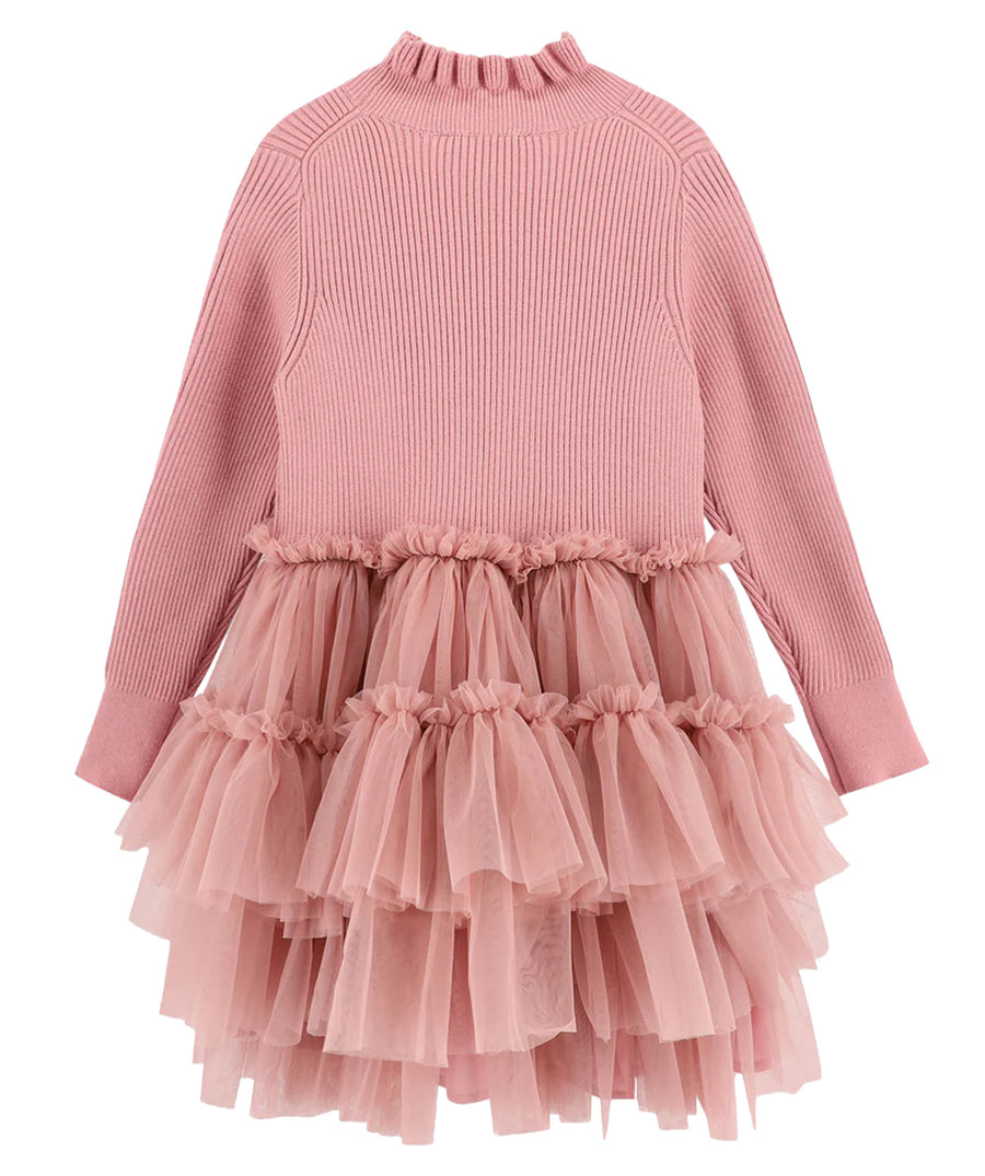 ANGEL'S FACE Elin Longsleeve Knit Tulle Dress ELIN – A charming dress featuring a soft knit top with long sleeves and a delicate tulle skirt, blending comfort with elegance for any special occasion
