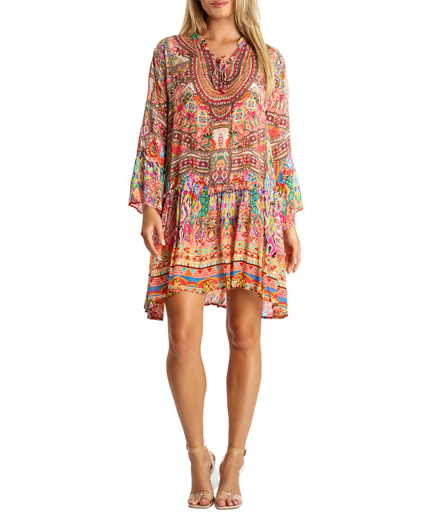 LA MODA Santorini Mid Length Short Dress 24019 SM