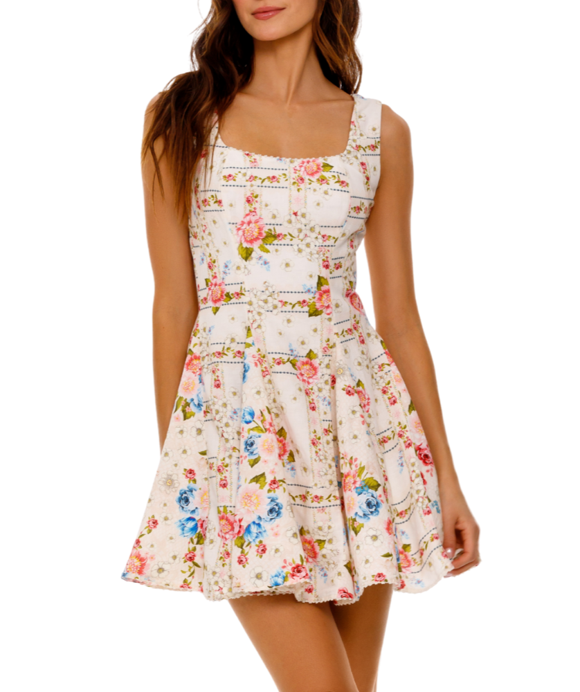 AGUA BENDITA Kristen Meraki Dress 17492 – A flowy dress with the vibrant Meraki floral print, delicate detailing, and a flattering silhouette for boho-chic elegance