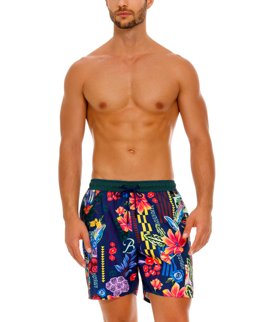 AGUA BENDITA Features a mix of desert-inspired prints and western motifs, Placement print, Lightweight, Elastic waist, Two side and back pockets, Trunk length: 17"/44 cm, UPF 50+, 96% Recycled Polyester, 4% Elastane, Height: 6'2.5" / 189 cm, 17013