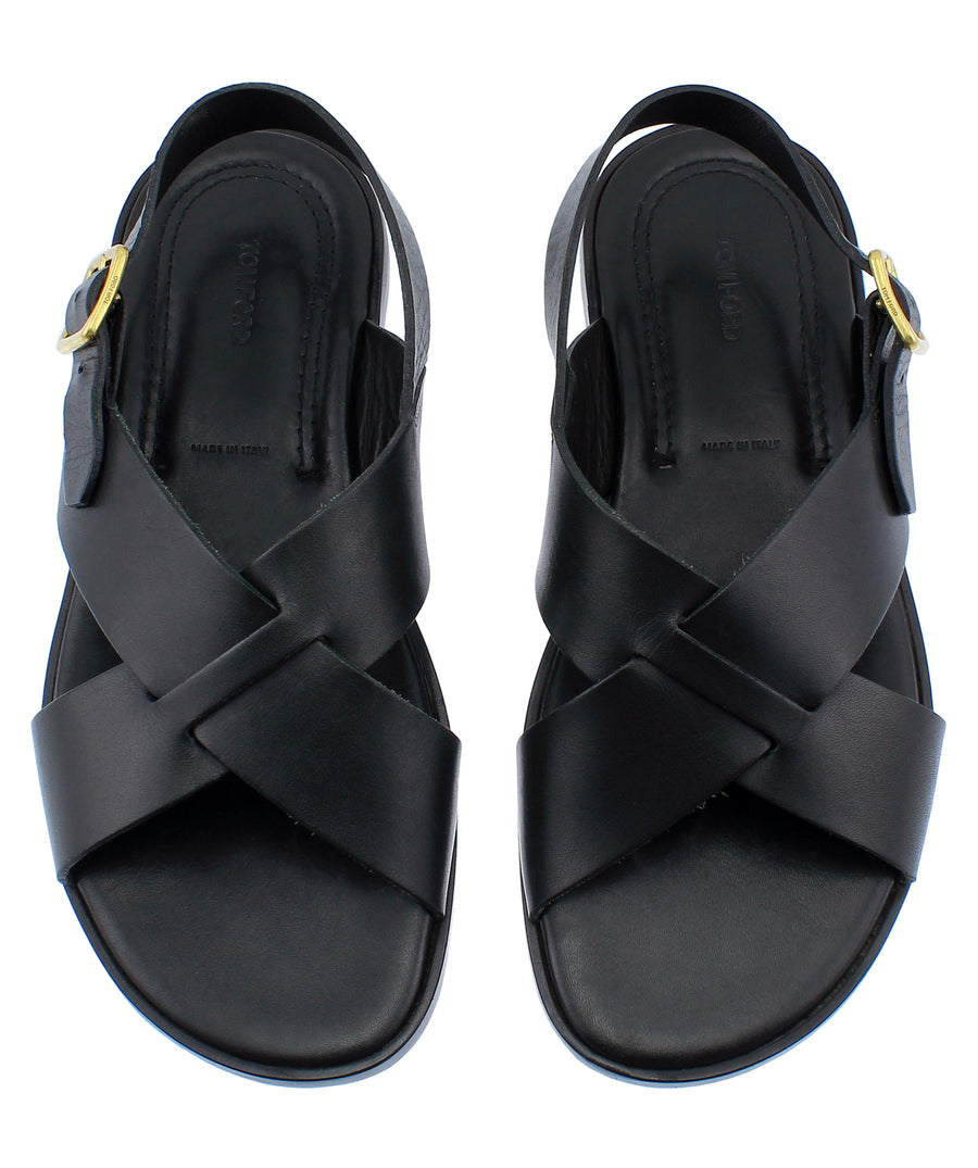 TOM FORD Cross Strap Leather Sandals J0599T/1