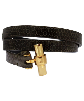 TOM FORD  Lizard Leather Triple Wrap T Bracelet JW0760-TEJBR