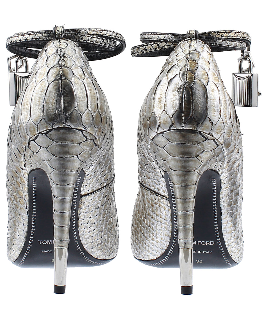 TOM FORD Python Leather Padlock Charm Pumps W2030S-PYT-2