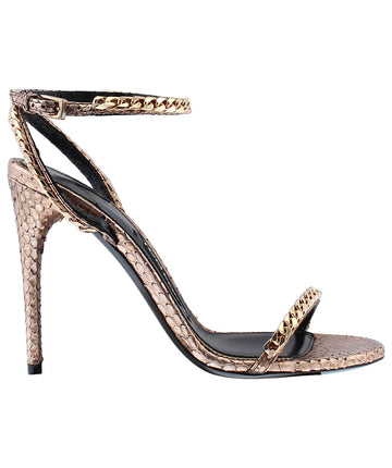 TOM FORD Chain Embellished Ankle Strap Python Leather Sandals W2187K-PTF