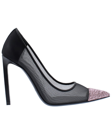 TOM FORD Pointed Mesh Strass Cap Leather Pumps W2245T-CEN