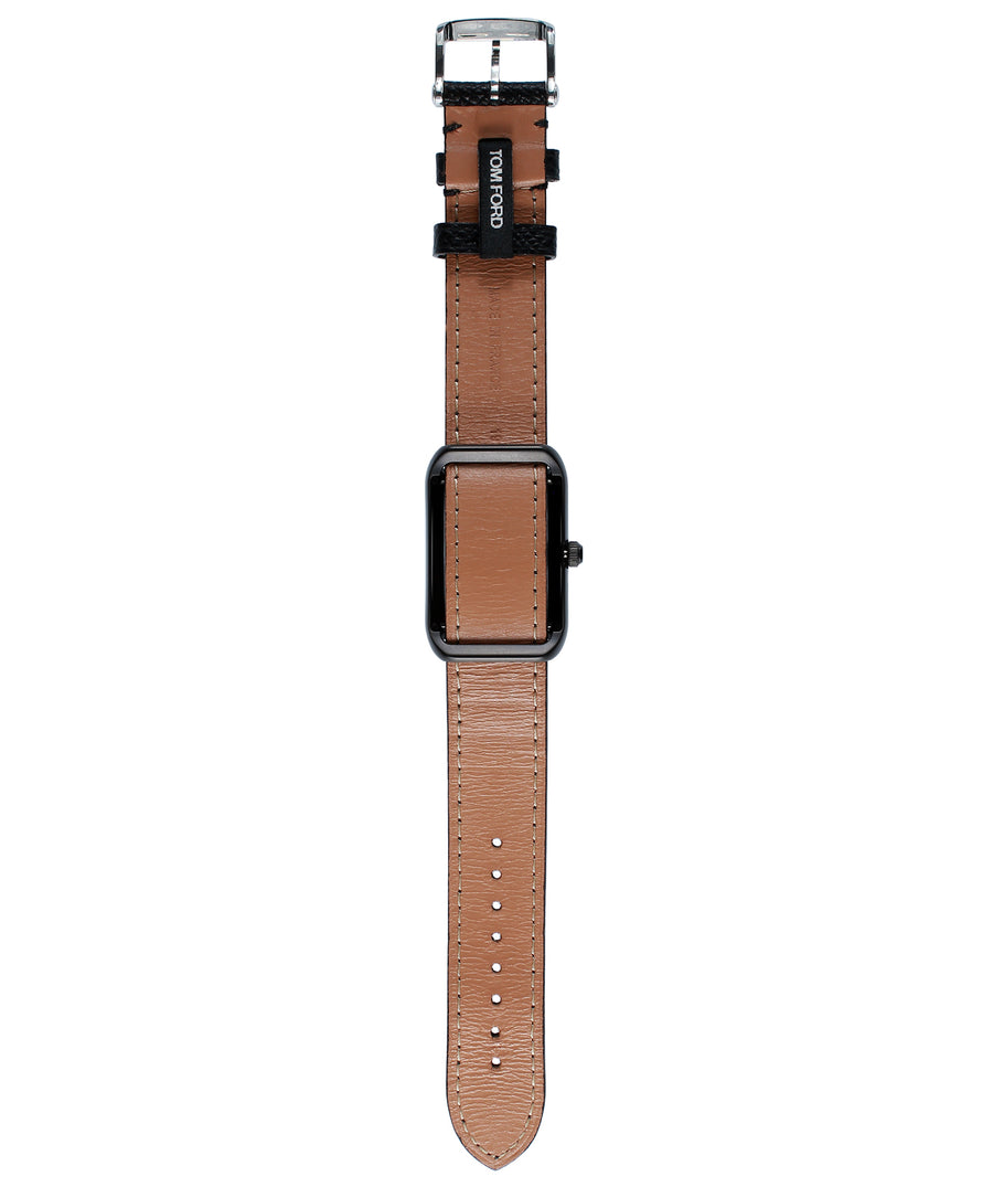 TOM FORD  001 Rectangular Watch TFS004 Pebble Grain Strap TFT001-005/TFS004-001-02