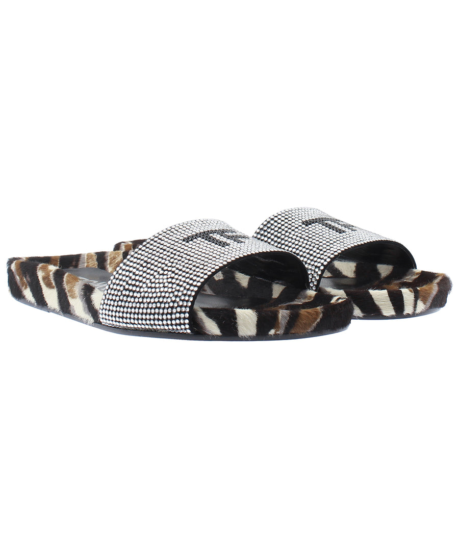 TOM FORD Crystal Embellished Fur Slides W2324T-CZH