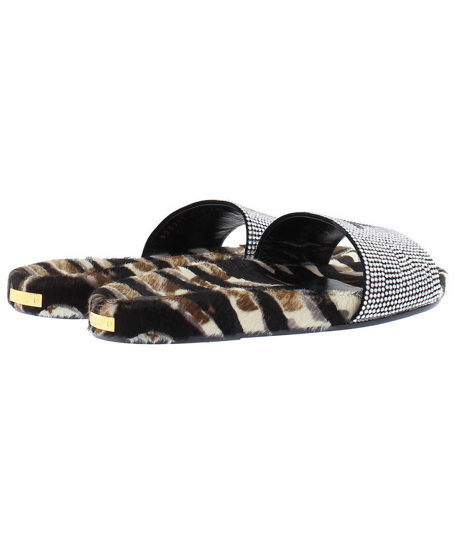 TOM FORD Crystal Embellished Fur Slides W2324T-CZH