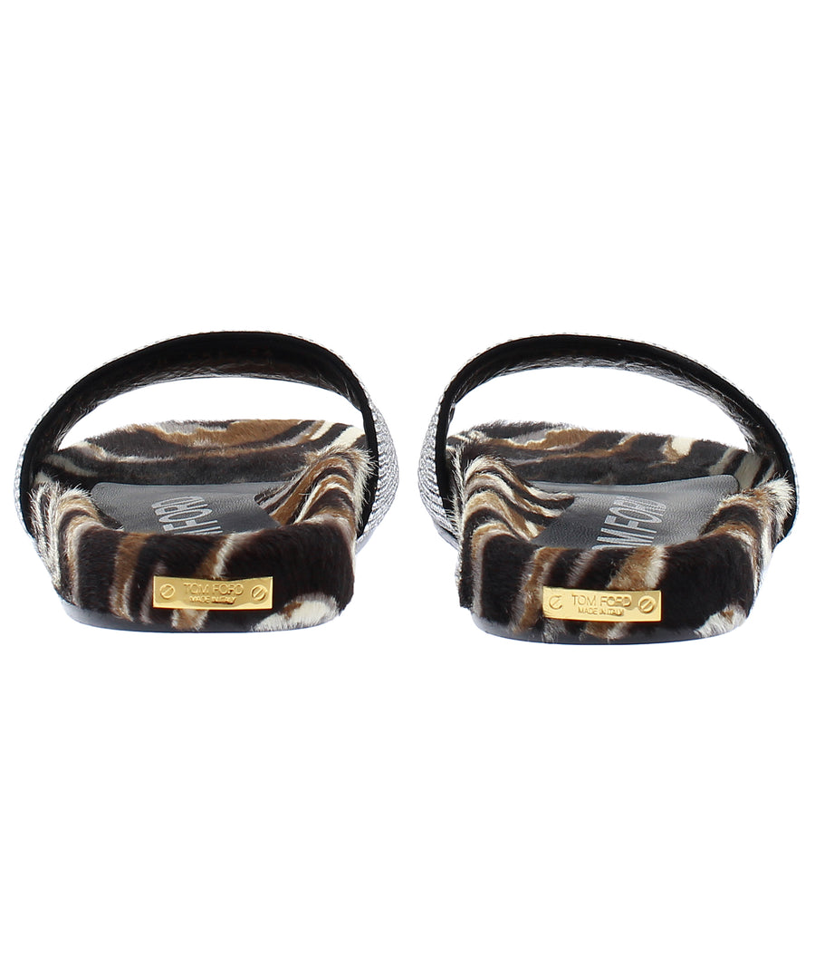 TOM FORD Crystal Embellished Fur Slides W2324T-CZH