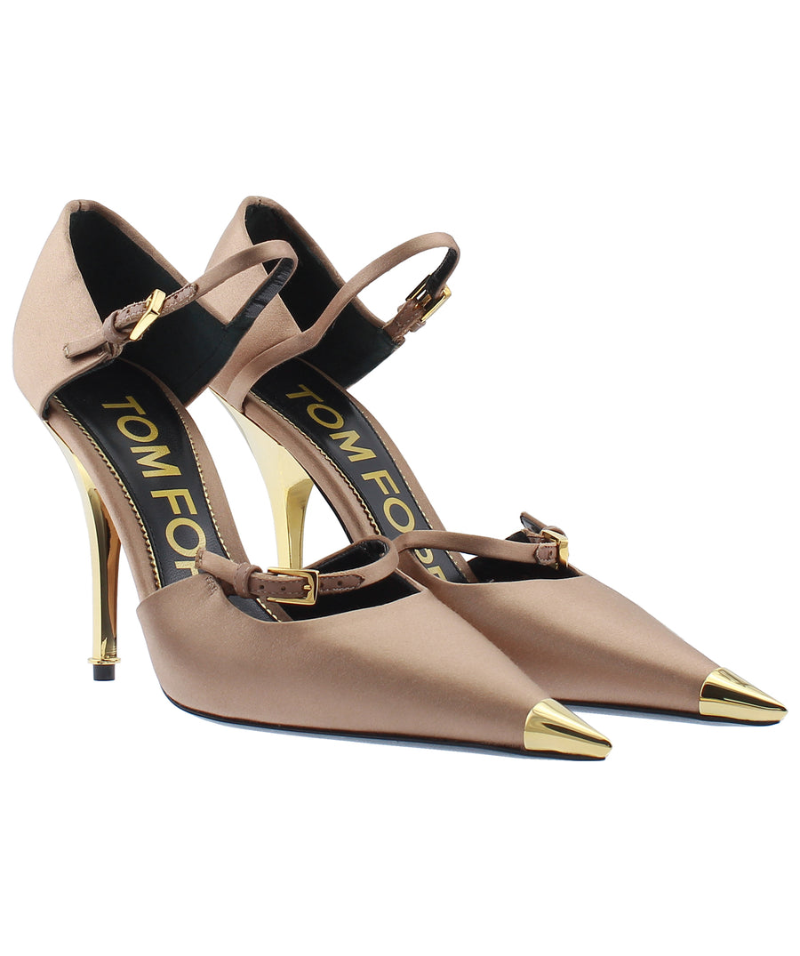 TOM FORD Double Strap Mary Jane Satin Pumps W2445T-STA