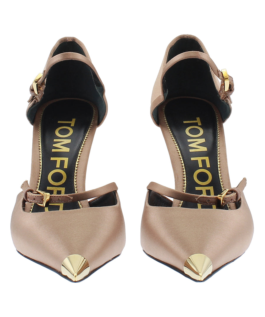 TOM FORD Double Strap Mary Jane Satin Pumps W2445T-STA