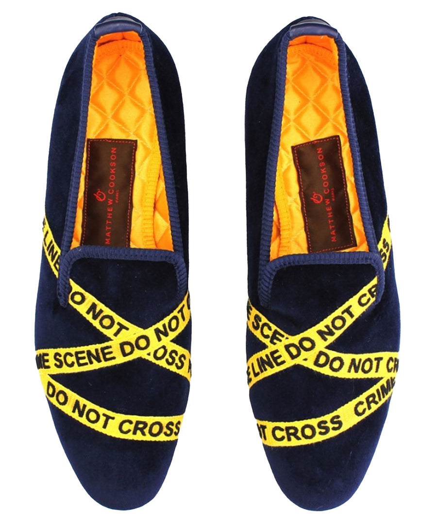 MATTHEW COOKSON  Crime Scene Velvet Slippers 120MTWCRIMESCENE