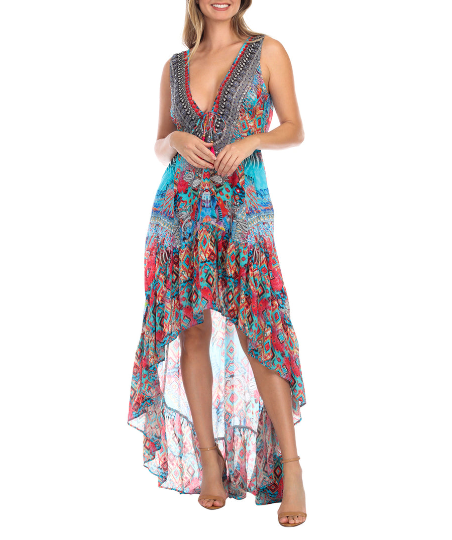 LA MODA  Ikat Blossom High Low Dress 22013HLD