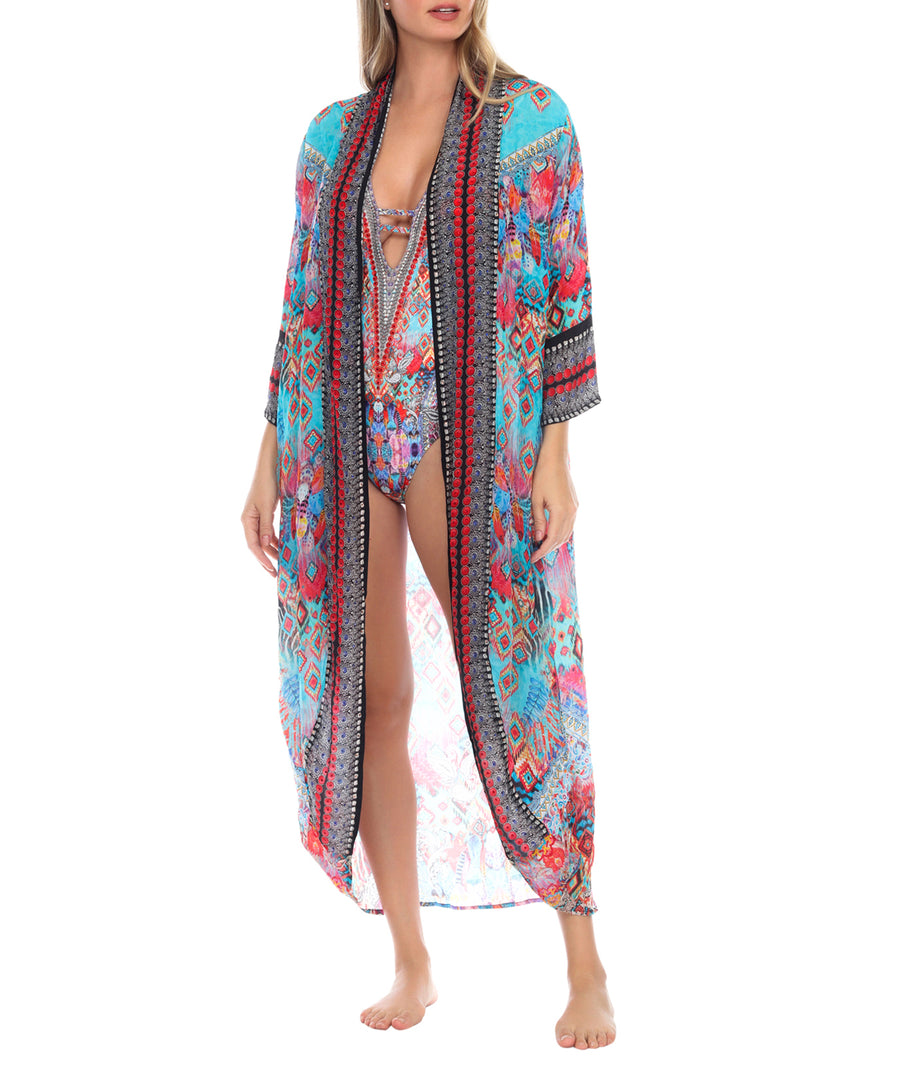 LA MODA  Ikat Blossom Kimono Cover Up 22013 LC